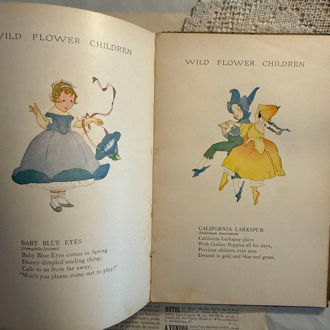 稀少1918年アンティーク美しい挿絵の洋書　絵本　古書ジャンクジャーナル　妖精