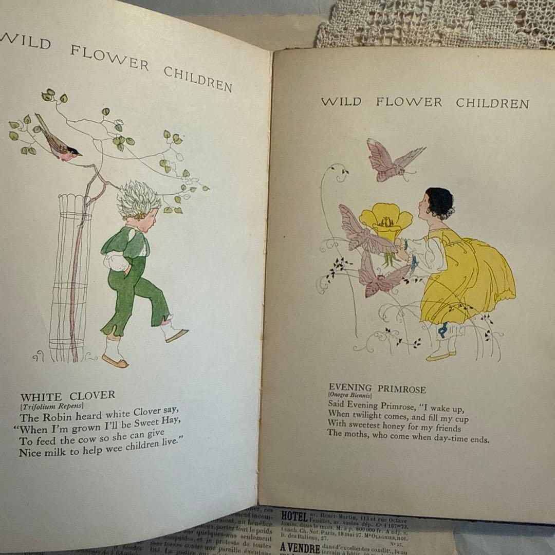 稀少1918年アンティーク美しい挿絵の洋書　絵本　古書ジャンクジャーナル　妖精