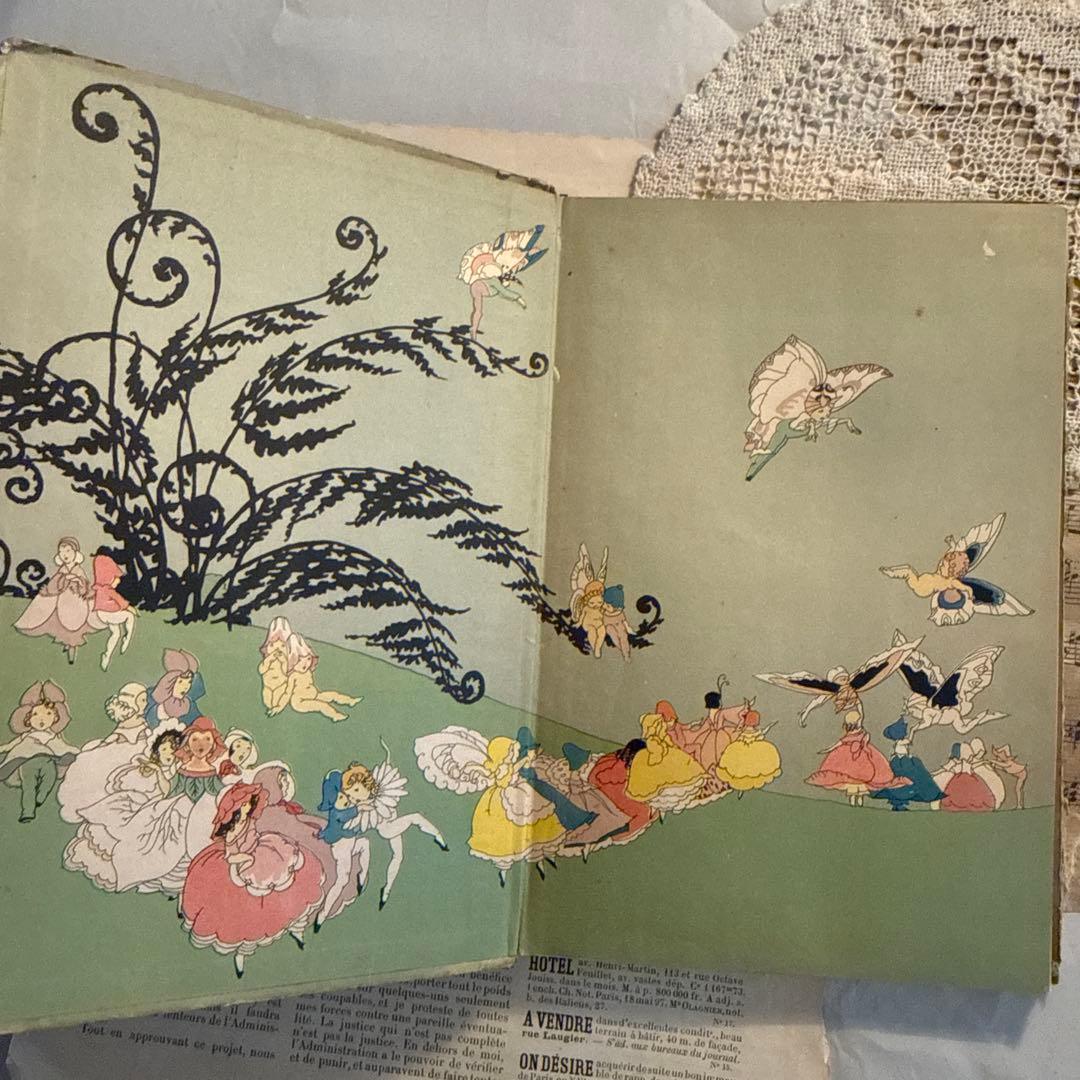 稀少1918年アンティーク美しい挿絵の洋書　絵本　古書ジャンクジャーナル　妖精