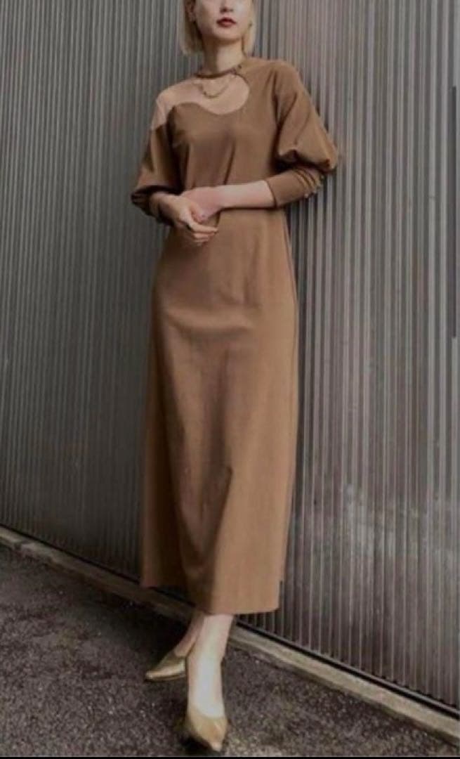 ワンピース Ameri LAKE CURVE TRICOT RIB DRESS