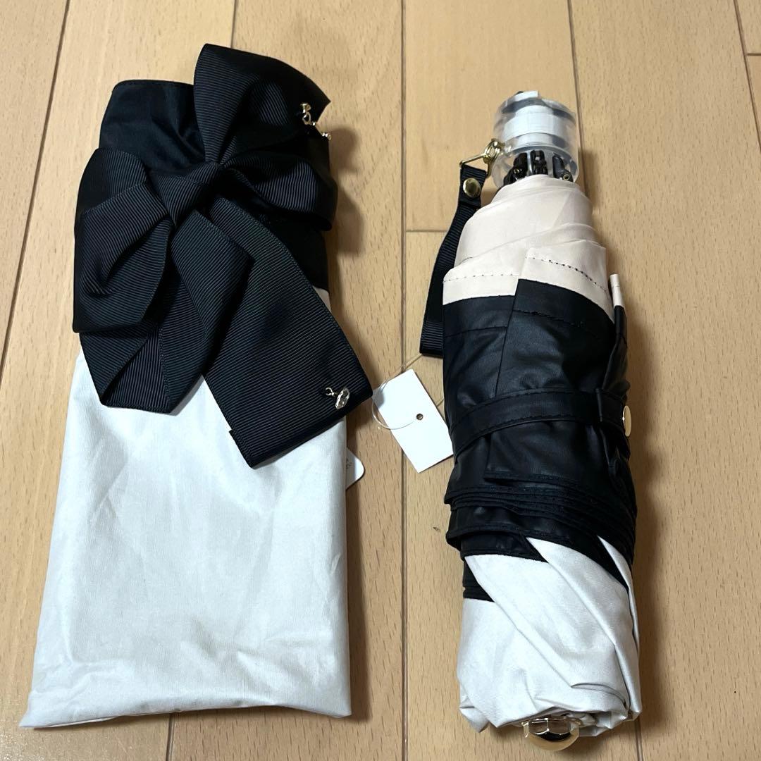 LANVIN ビジューリボン　晴雨兼用　折りたたみ日傘