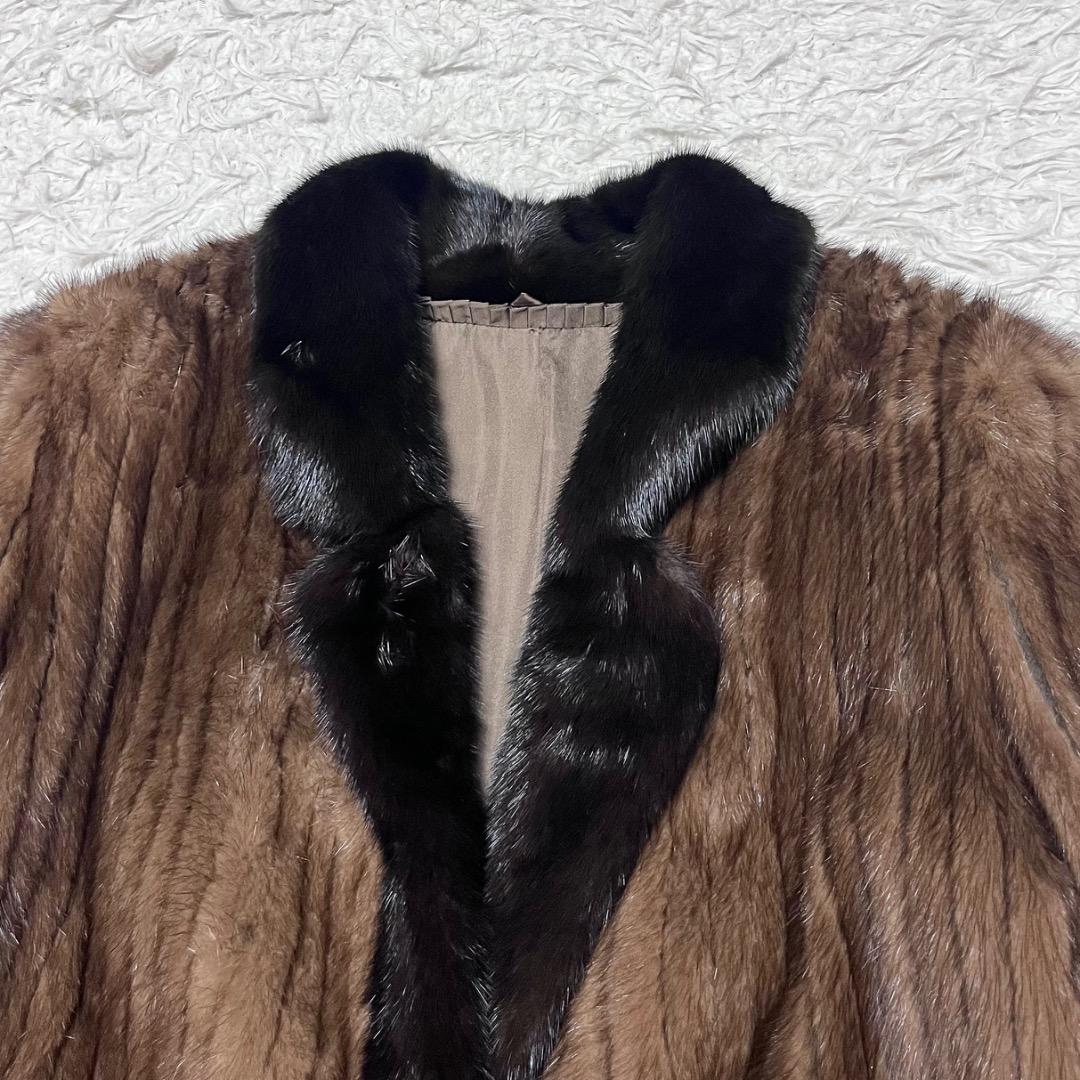 SAGA MINK サガミンク ファートリミング 毛皮コート ショールカラー