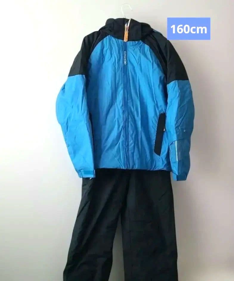 DESCENTE 子ども用スキーウェア 上下セット 青 黒 160cm