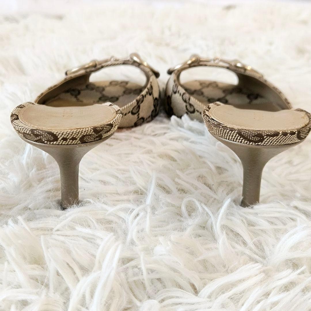 【美品】GUCCI グッチ GG キャンバス ホースビット ミュール サンダル