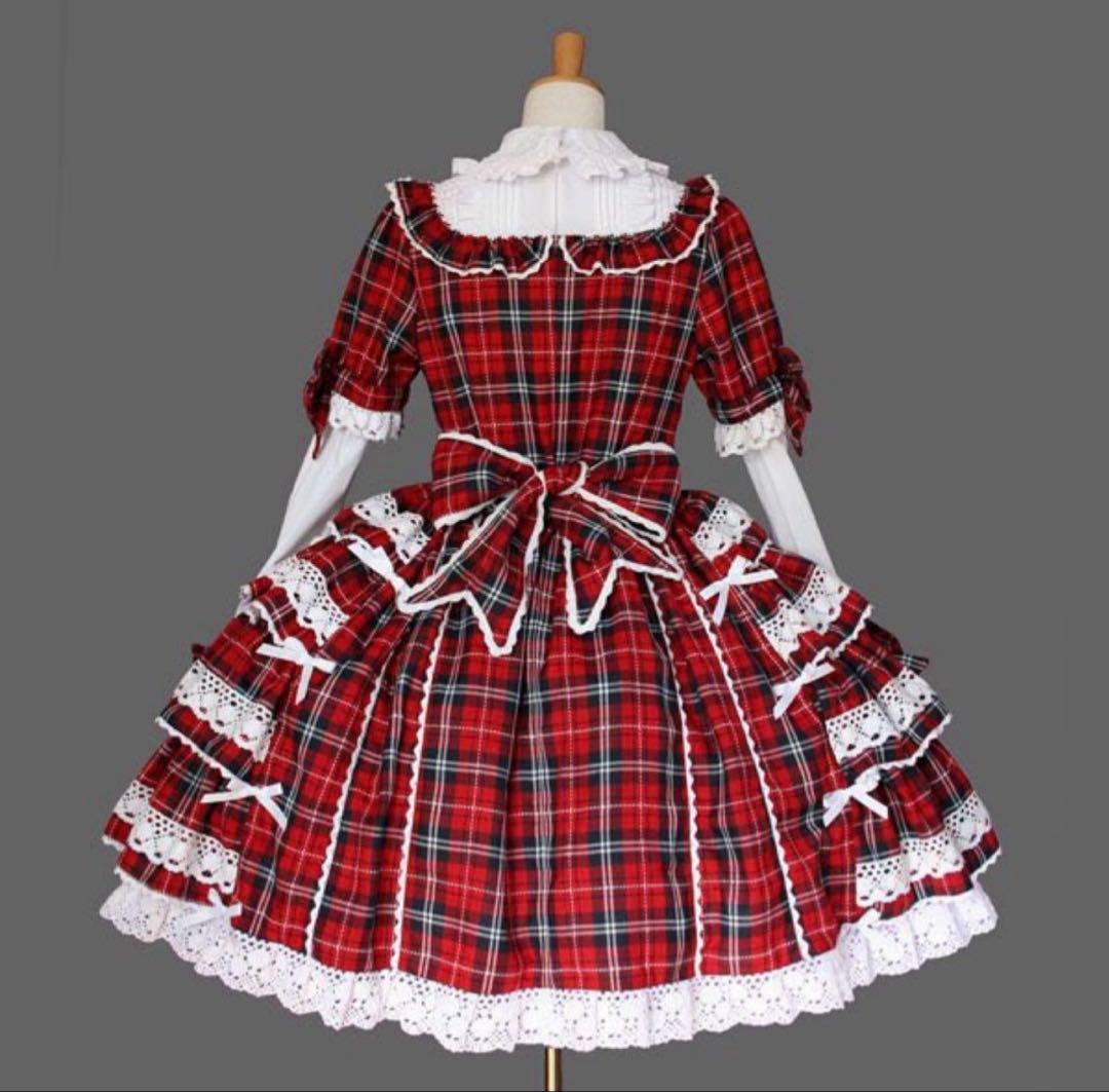 おまけ付き　アンドロミオ　タータンチェック ワンピース　赤