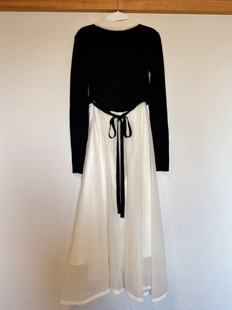 Rirandture 長袖ポロカラードッキングワンピース