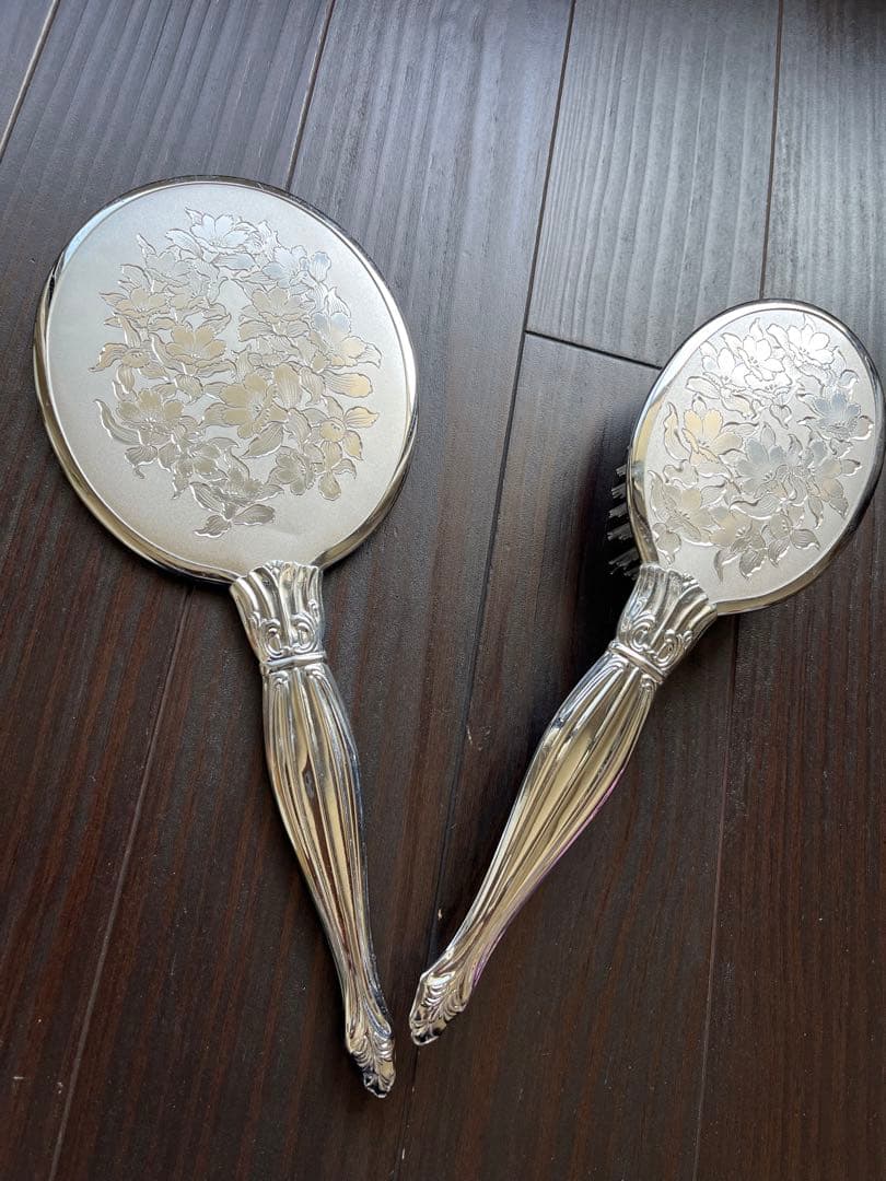 昭和レトロ　手鏡　ヘアブラシ