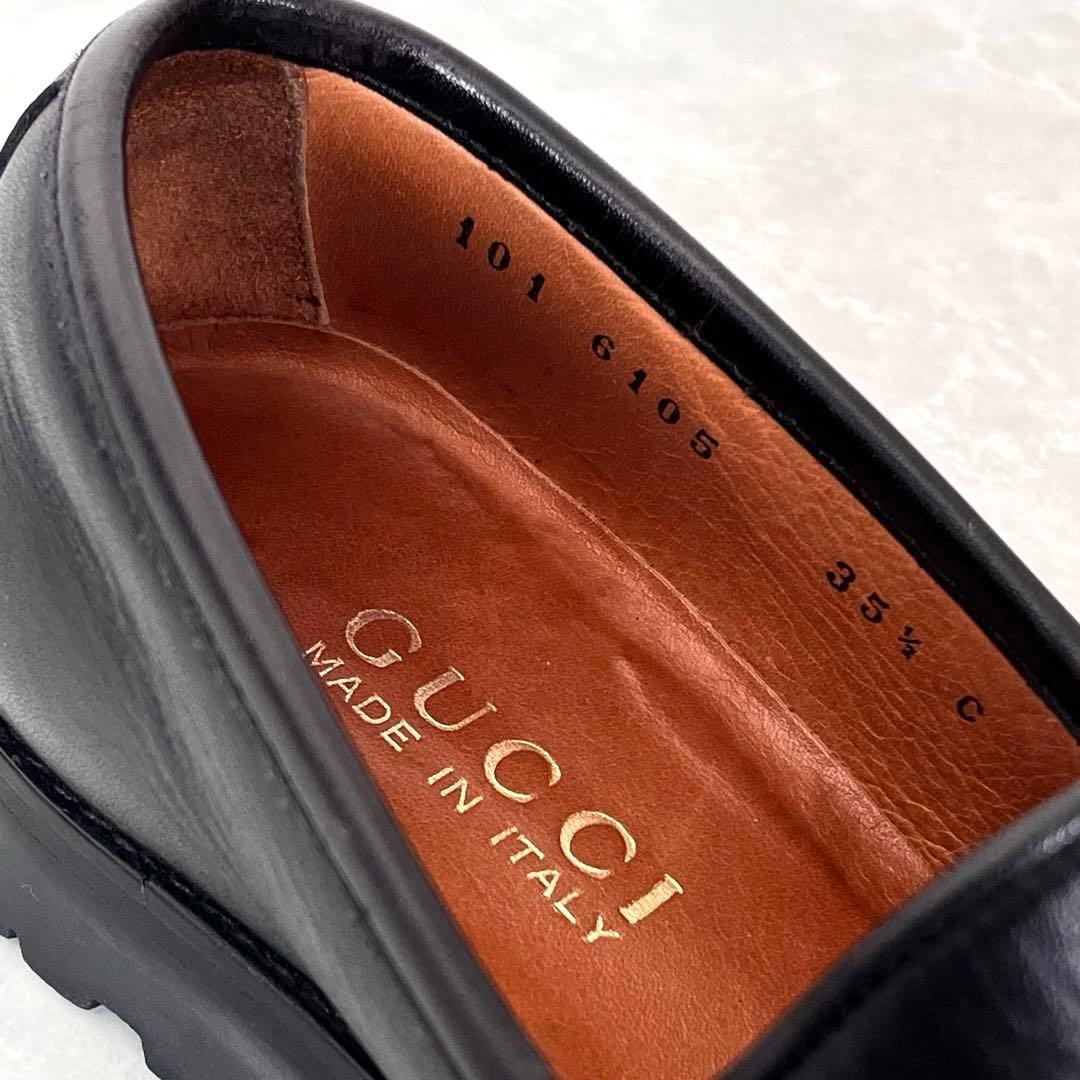 美品✨GUCCI グッチ ラグソール ホースビット ローファー 黒　22.5㎝