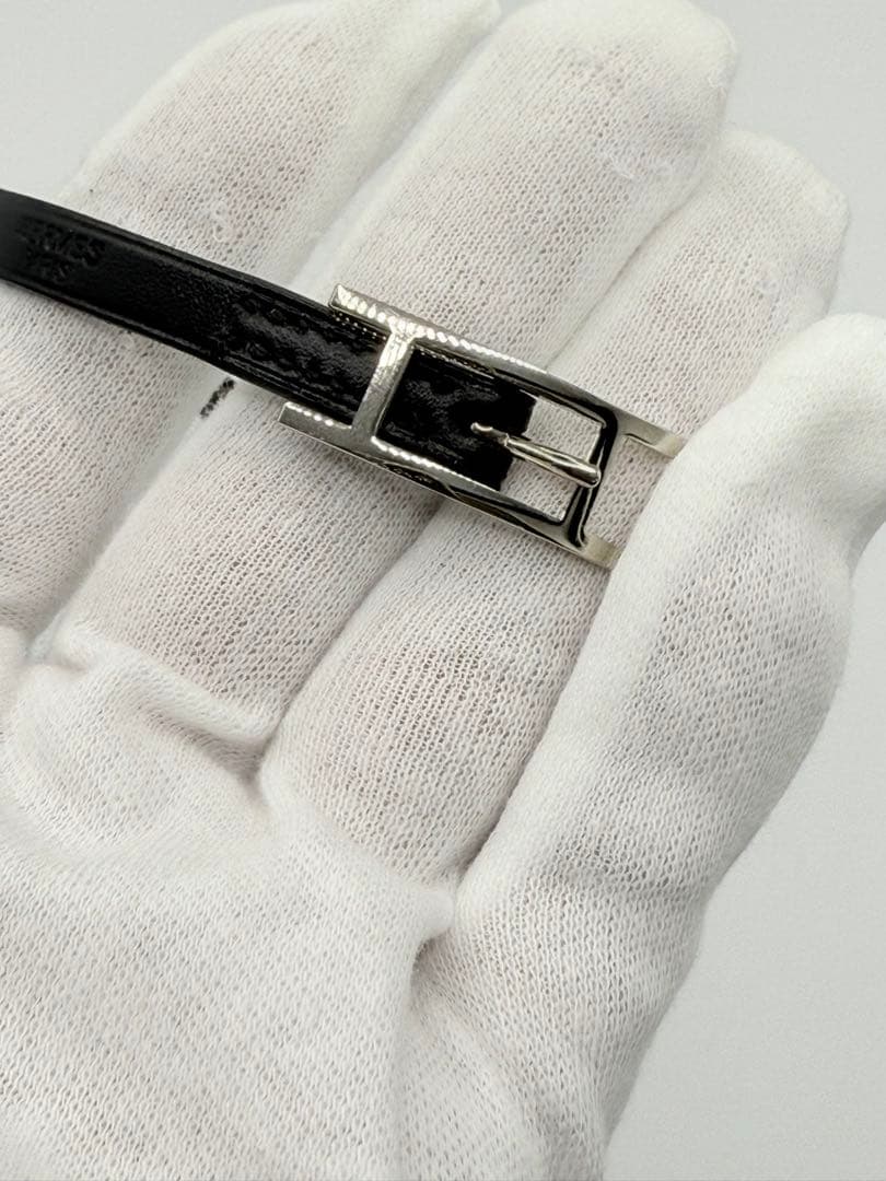 HERMES アピブレスレット アピ3 バングル 黒 シルバー金具 □D刻印