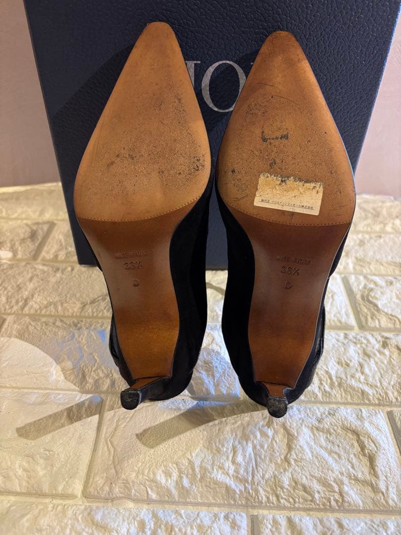 #美品Dior ブラック スエード ミュール ヒールパンプス#23.5cm