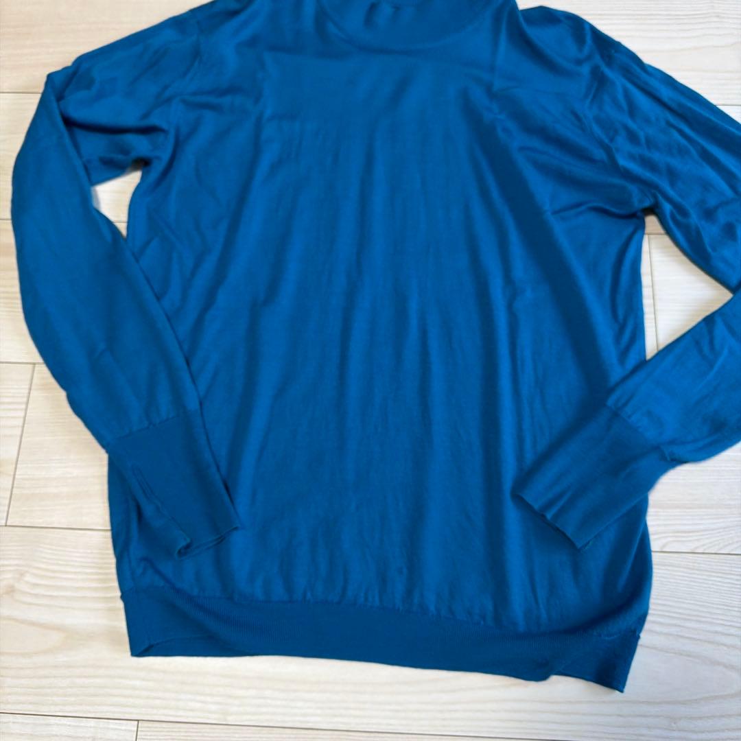 H*T様 美品　ブルー　L ジョンスメドレー　モックネックニット　30G L