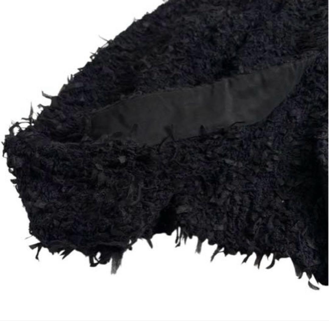 【美品】Drawerドゥロワー テープヤーン カーディガン 黒 2 シルク