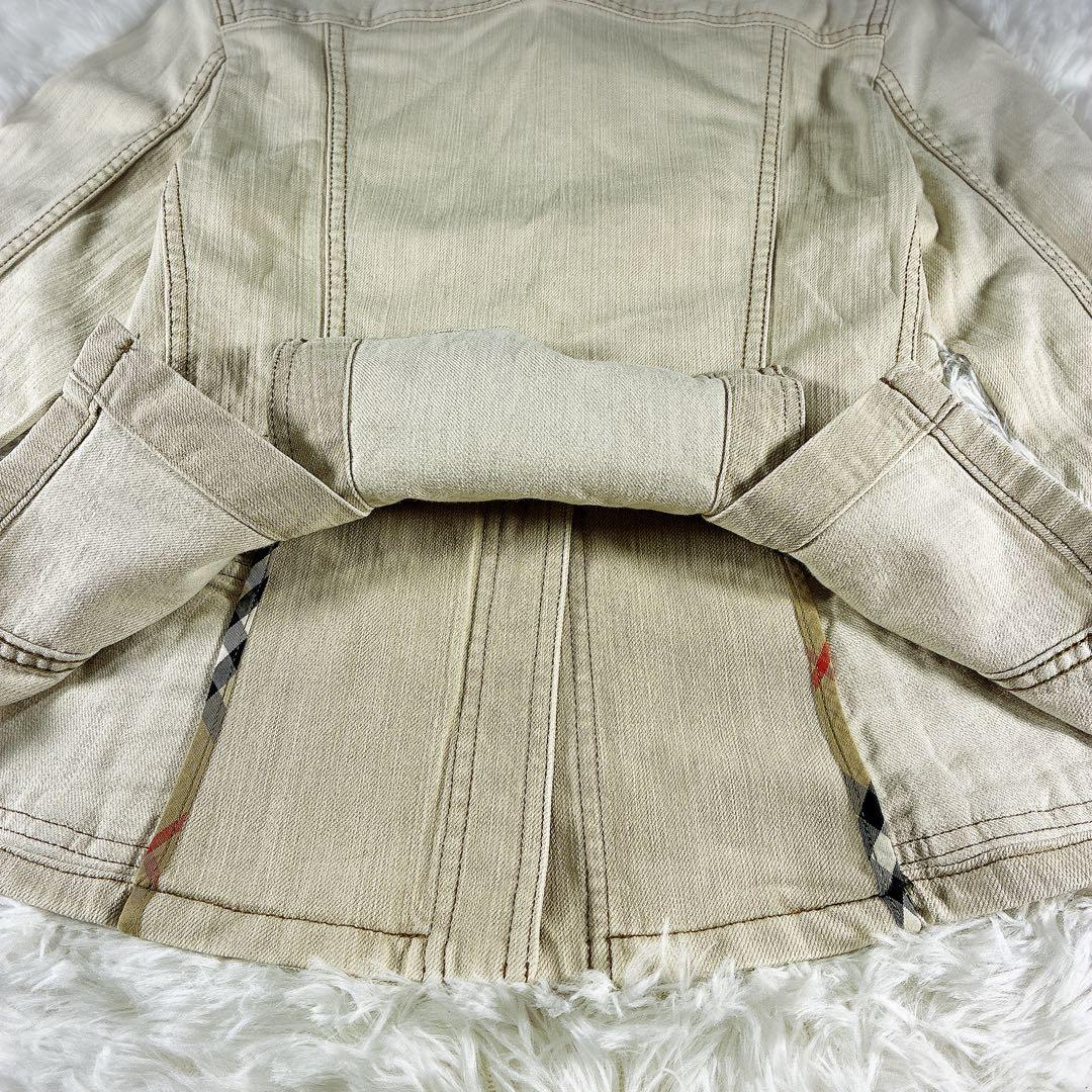 未使用級 バーバリーロンドン デニムジャケット ノバチェック ホワイト