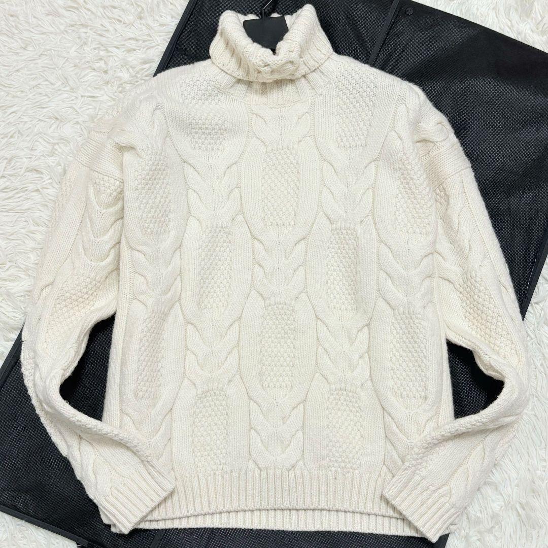 美品✨ L相当 アルパカ混 エンポリオアルマーニ 極太 ケーブルニット セーター