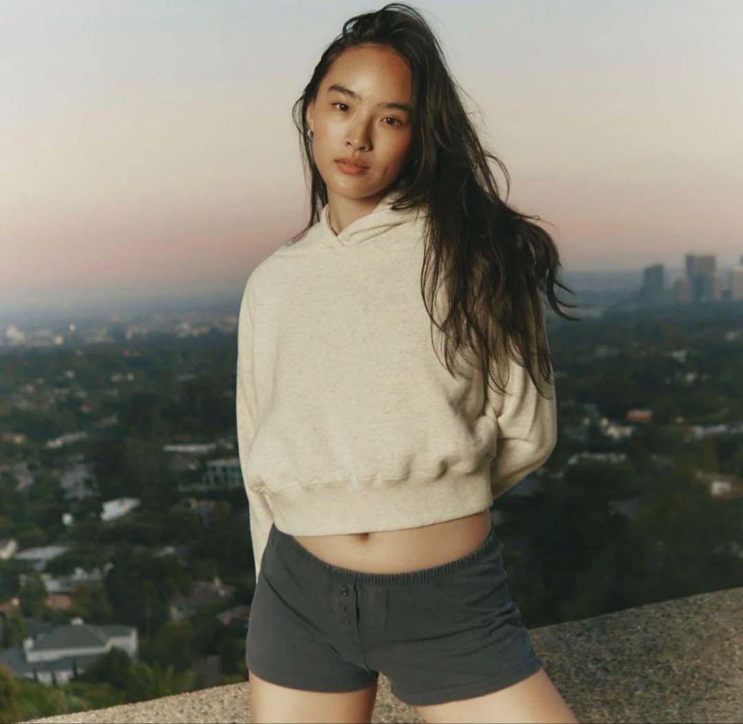 【シールームリン】Volume Sweat Shortフーディー　ヘザーグレー