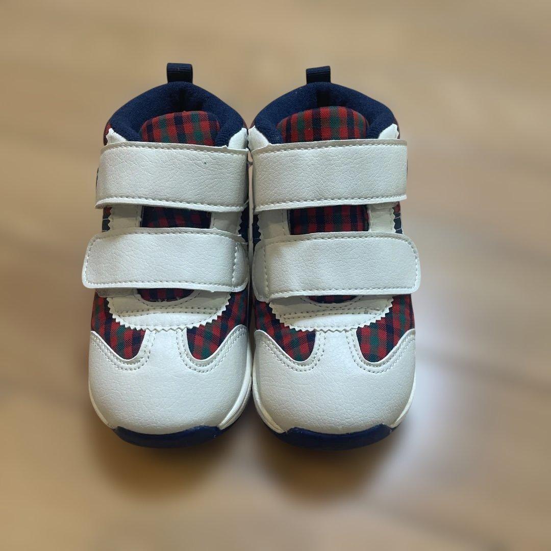 fh00_15　familiar×asics 赤チェック　15センチ