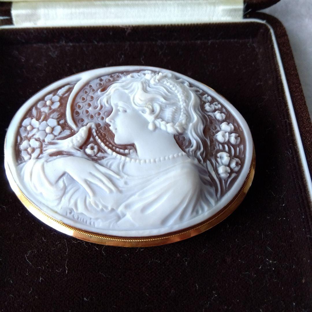 カメオ18k作家ブロ−チ