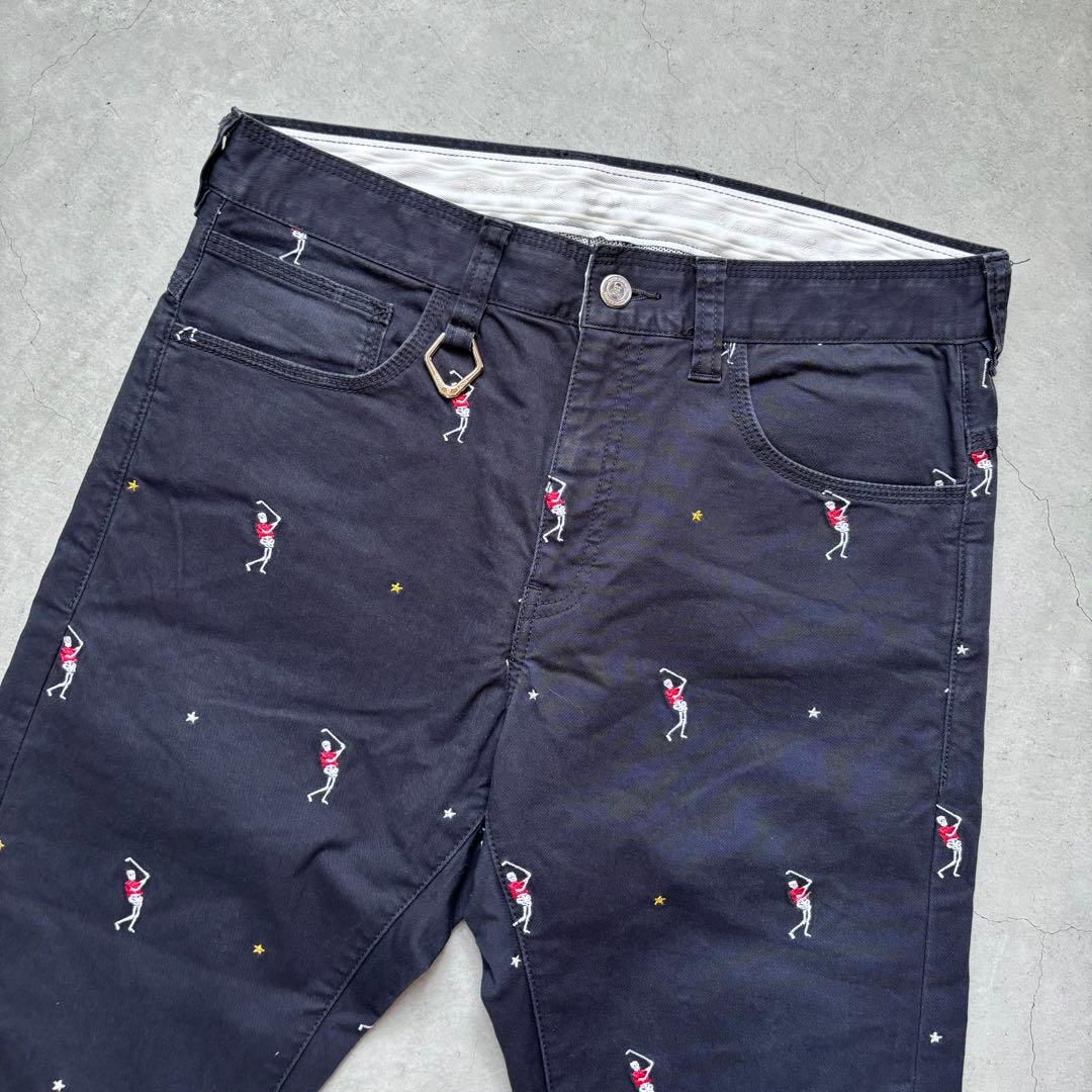 MARK&LONA マークアンドロナ ストレッチロングパンツ 刺繍 ロゴ M