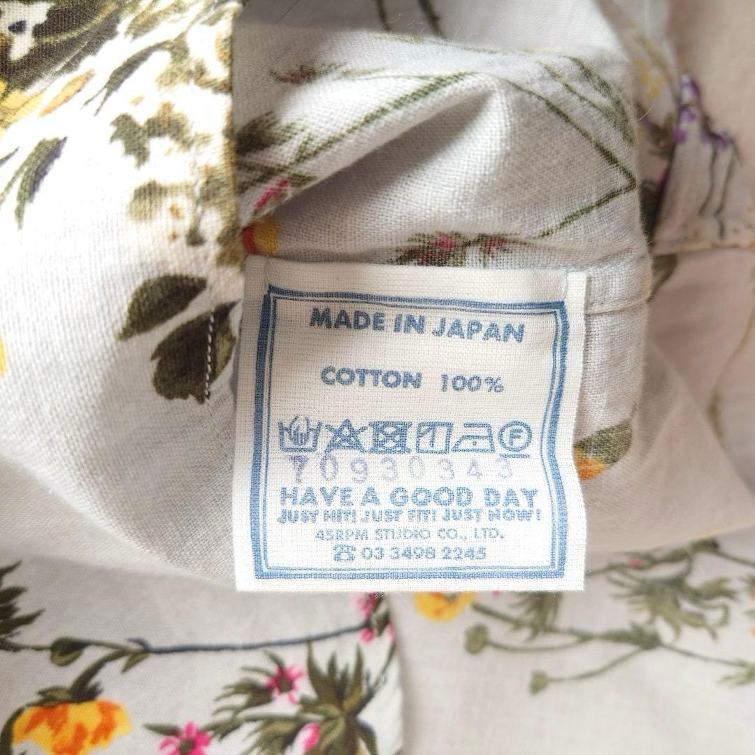 未使用品45R インドカディブーケストライププリントのリボンブラウス 45rpm