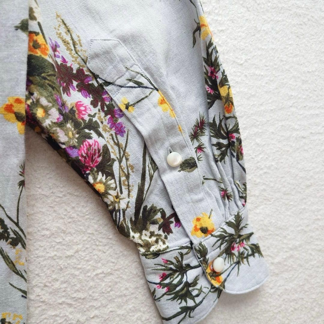 未使用品45R インドカディブーケストライププリントのリボンブラウス 45rpm