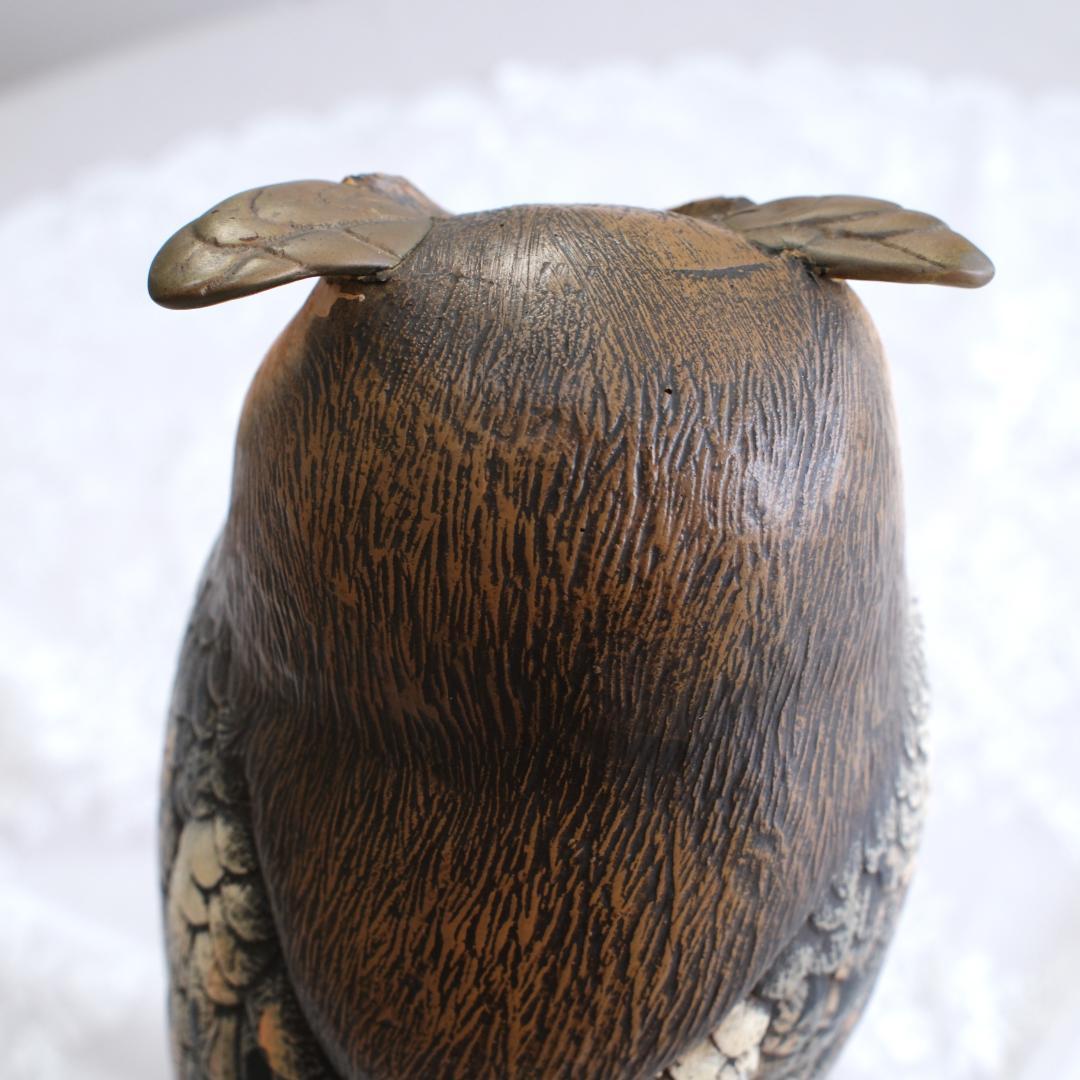 イタリア製フクロウの彫刻 約35cm