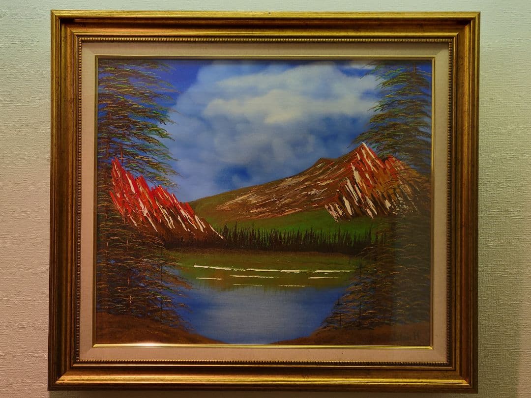 絵画 Mountain ridge lake