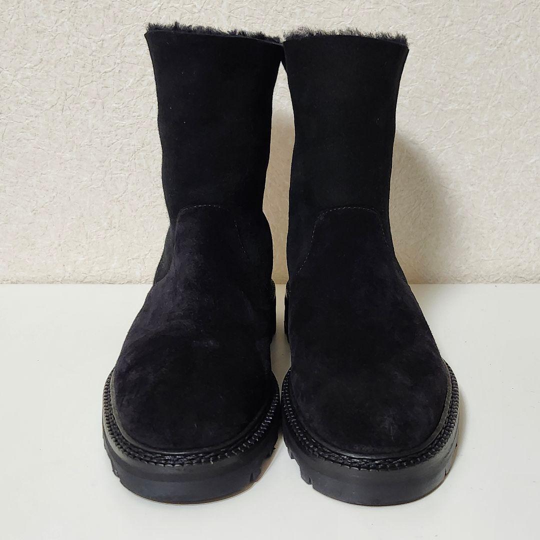ほぼ新品 マノロブラニク ムートンショートブーツ 36 ブラック TOMOSA