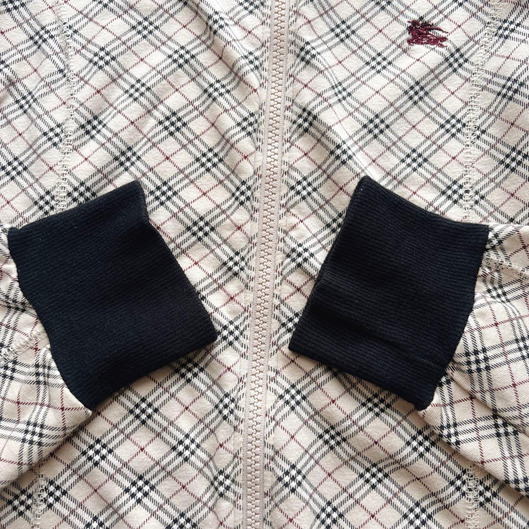 バーバリーブルーレーベル ジップパーカー トップス ノバチェック ホース刺繍 M