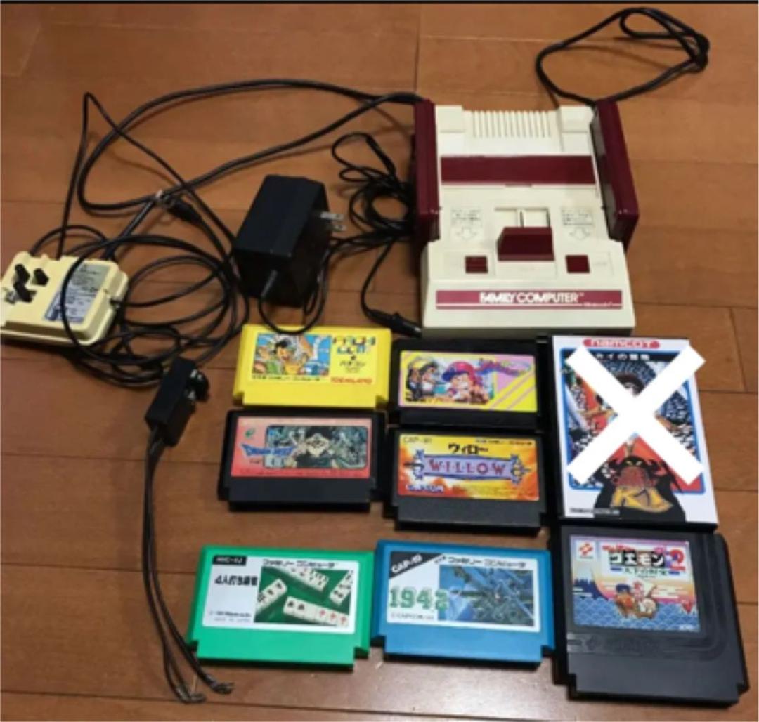 昭和レトロゲーム 任天堂　ファミコン 本体 ソフト７本