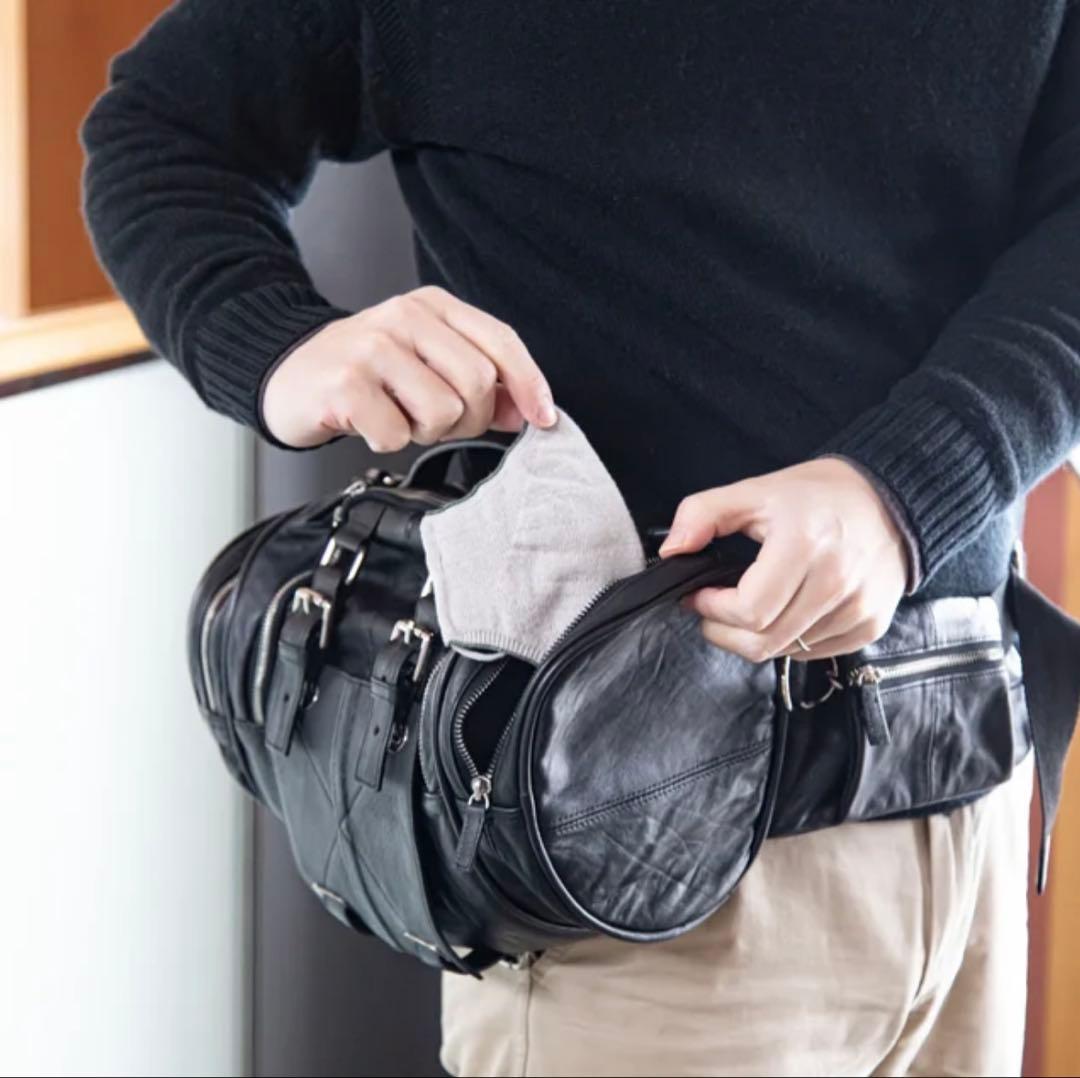 MAKUAKE 4way 高級再生レザー　ドラムバッグ　ブラック