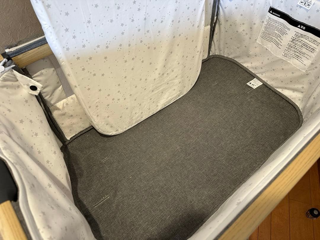 【美品】HZDMJ 2024新型ベビーベッド コンパクト　折りたたみ　グレー