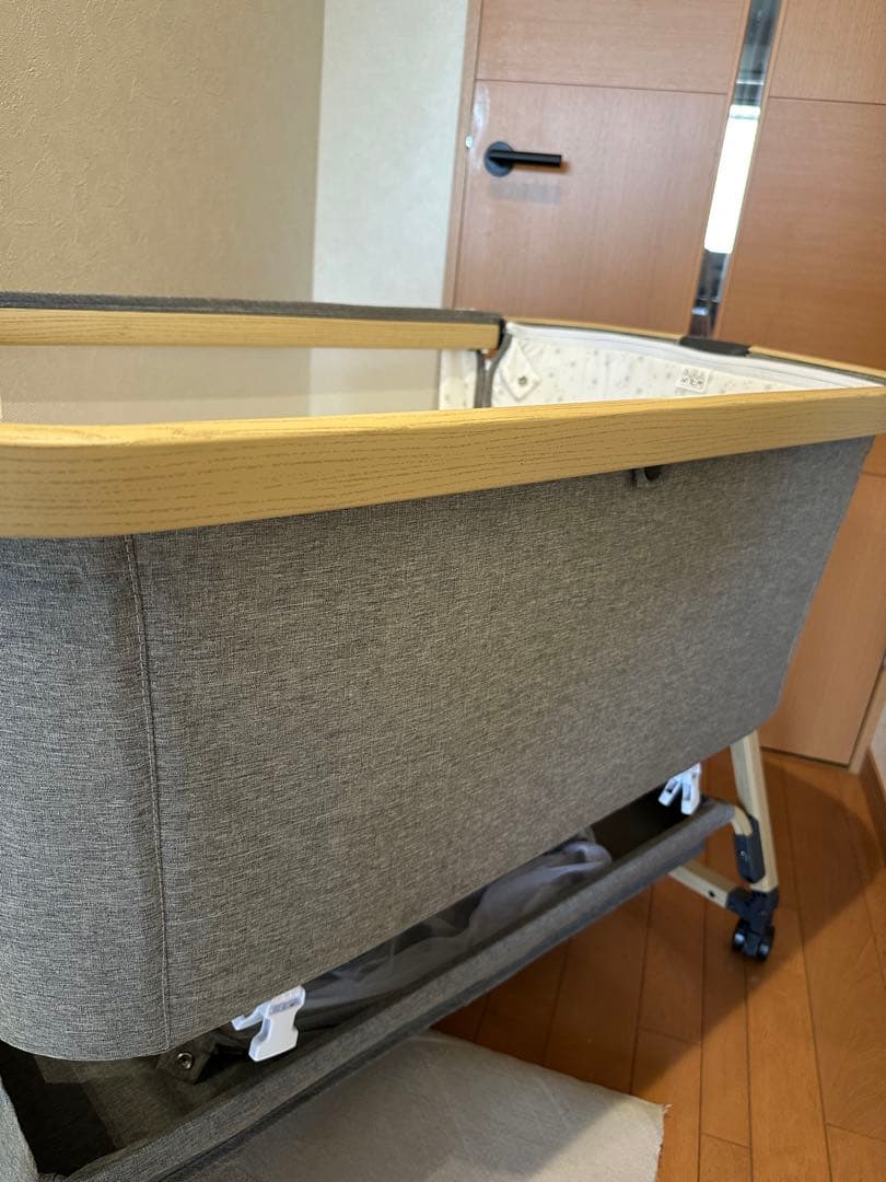 【美品】HZDMJ 2024新型ベビーベッド コンパクト　折りたたみ　グレー