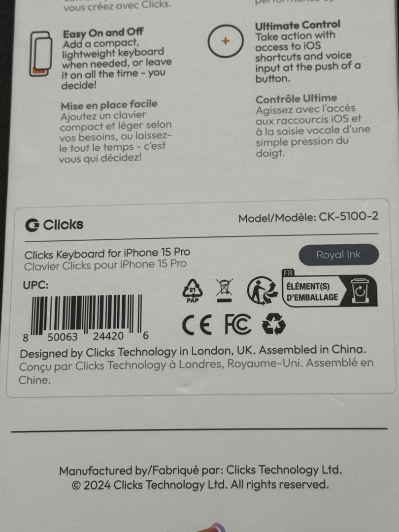 スマホアクセサリー Clicks Keyboard for iPhone 15 Pro