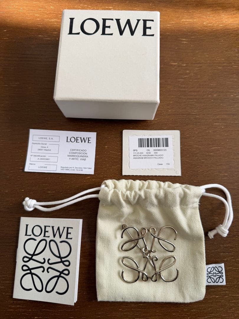 LOEWE アナグラムブローチ パラジウム　ロエベ　ブローチ　シルバー
