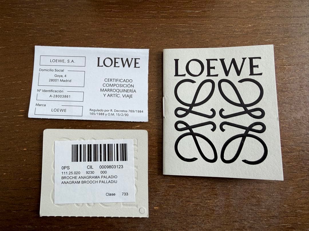 LOEWE アナグラムブローチ パラジウム　ロエベ　ブローチ　シルバー