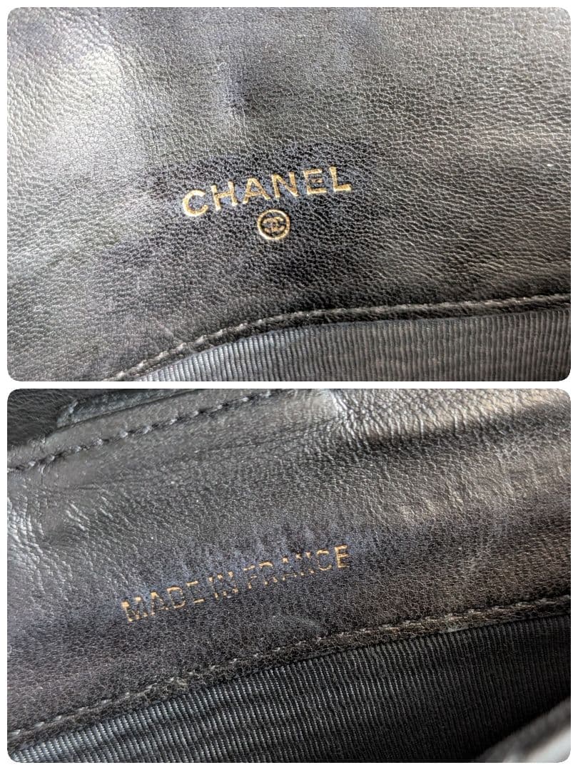 シャネル　ビコローレ　長財布　黒　ラムスキン　チェーン　ショルダー　ポーチ