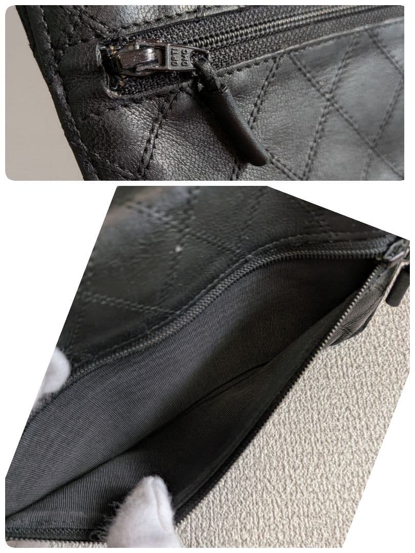 シャネル　ビコローレ　長財布　黒　ラムスキン　チェーン　ショルダー　ポーチ