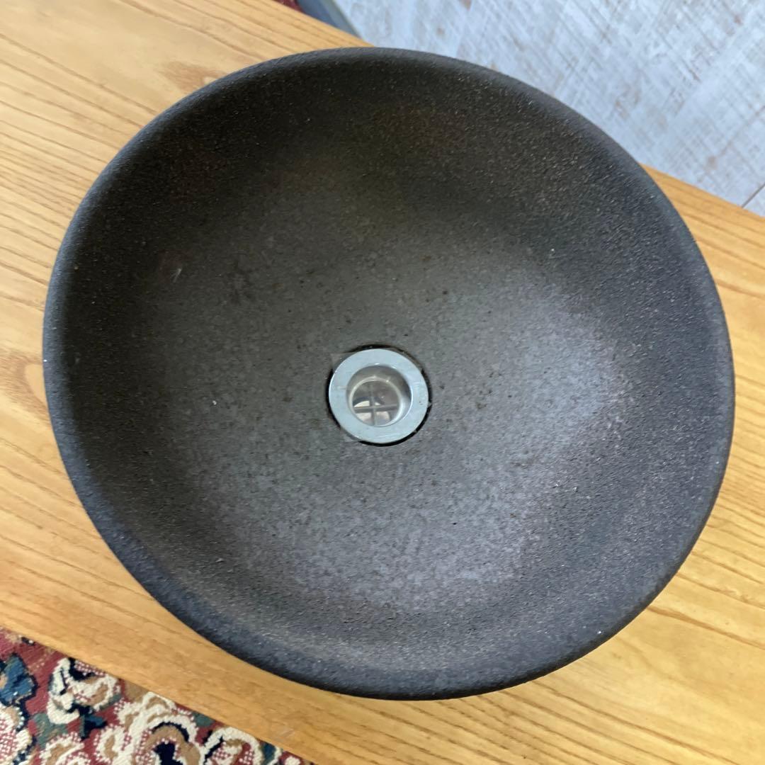 モダンレトロ 無垢材 陶器製 洗面台 流し台 カウンターテーブル 古道具 古家具