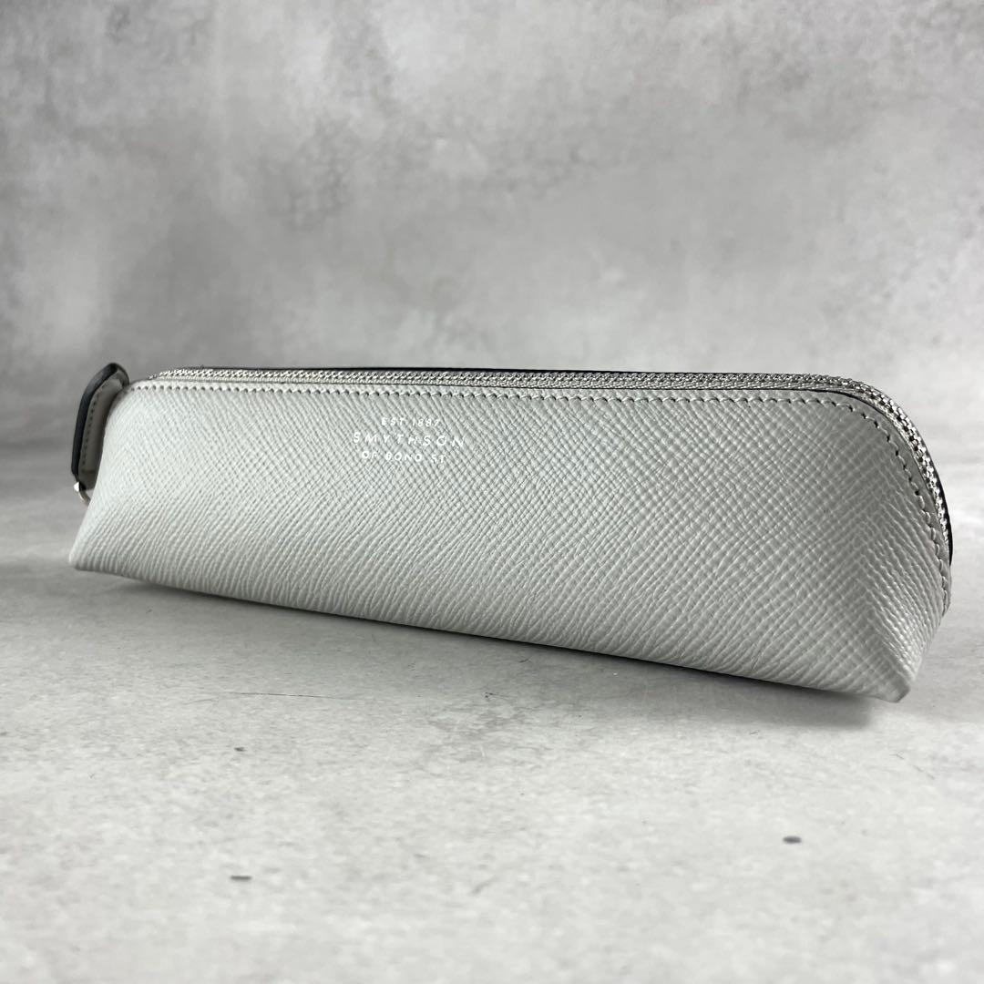 未使用級✨ スマイソン ペンケース サフィアーノレザー メンズ グレー系
