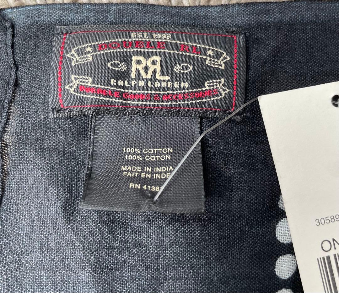 新品未使用　タグ付き RRL ドット柄 バンダナ ストール コットン ネイビー