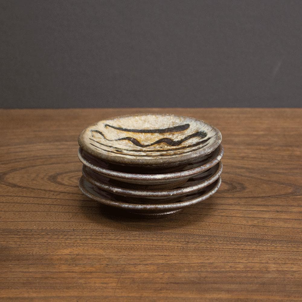 布志名焼 小皿 直径12.0cm 民芸 昭和レトロ スリップウェア（白6）