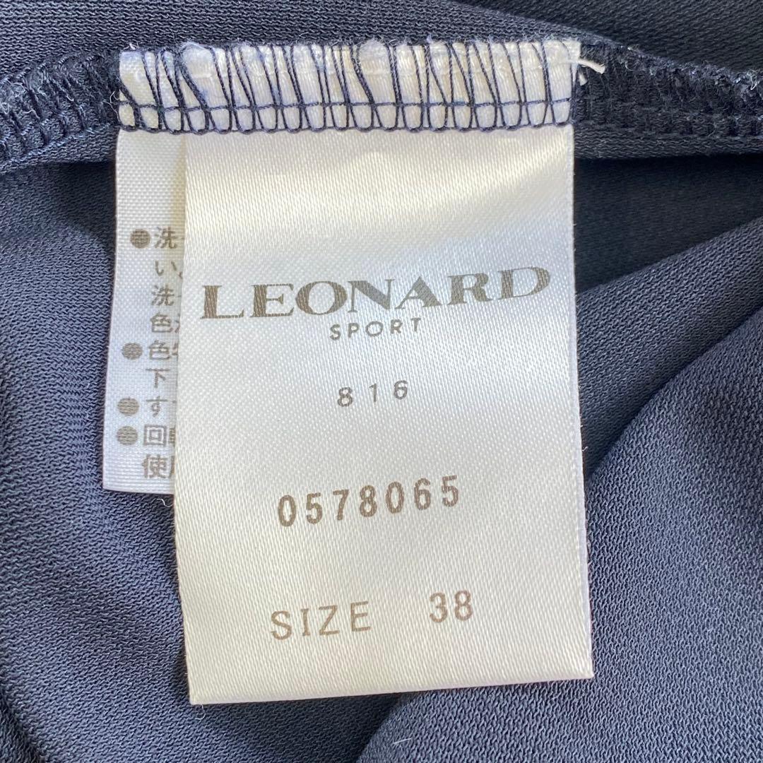 美品★LEONARD レオナール 7分袖チュニック 花柄 ネイビー 38