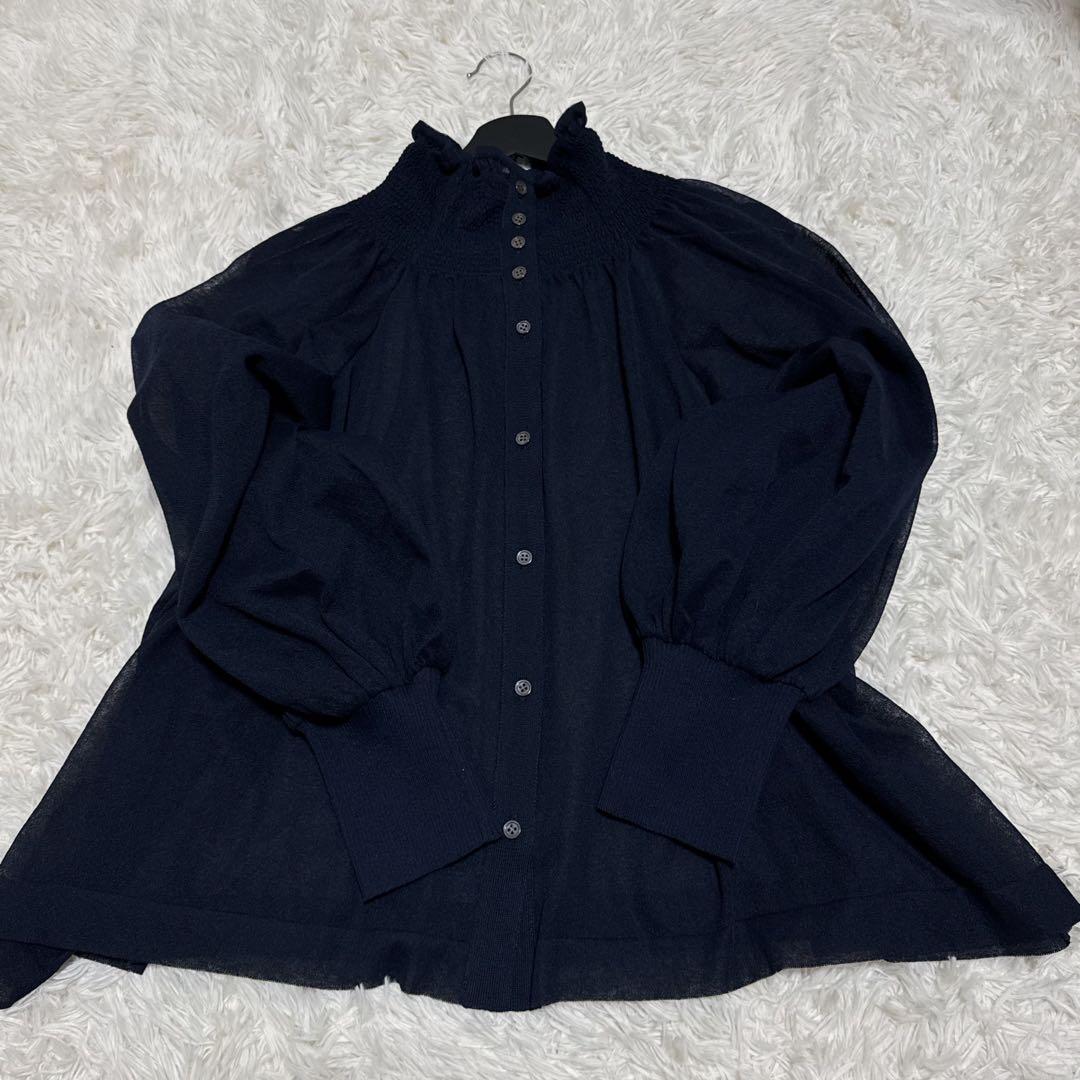 【定価7万】 2025SS！ 極美品✨ ADORE シャーリングシアーニット 紺