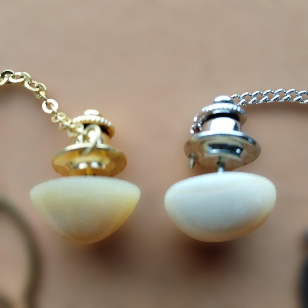 鯨歯　マッコウクジラ　牙玉 ネクタイピン　ドーム型　10個セット（箱なし）