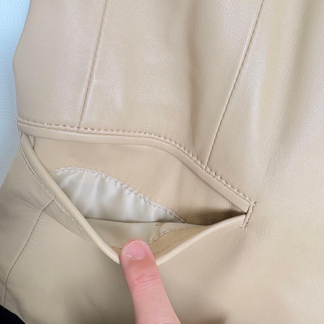 BALMAN レザージャケット 羊革 ジップアップ ベージュ 13 バルマン