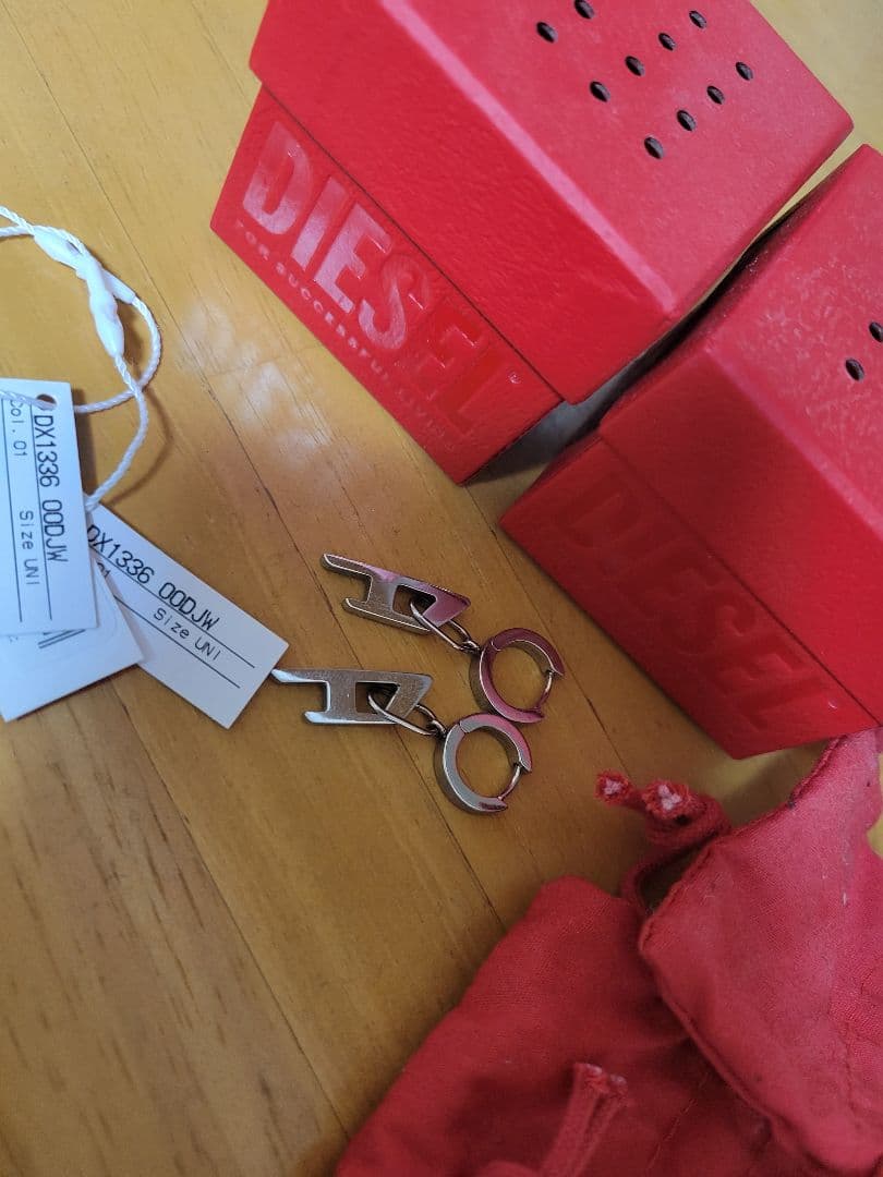 DIESEL シルバー フープピアス 5cm 2個セット