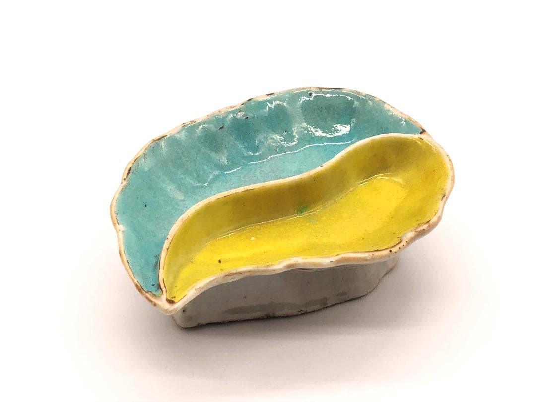 【 中華文物 古玩 】　高台皿　釜定蝋印有　明～清朝　蔵出骨董初