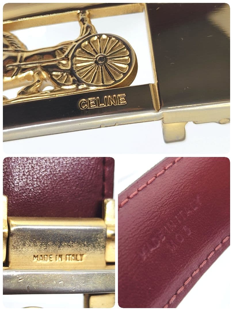 ゴールド 馬車金具 リバーシブル レザーベルト CELINE セリーヌ