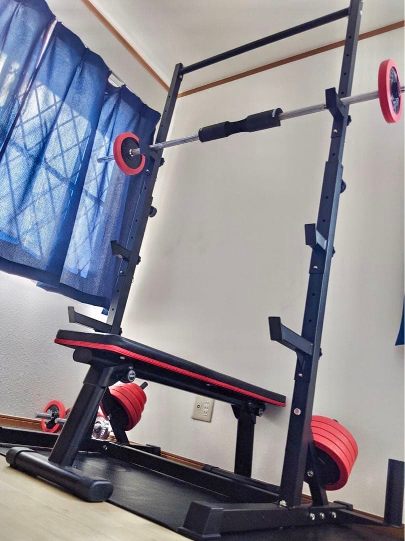 ベンチパワースタンド高さ調節可能　収納機能付きホームジム