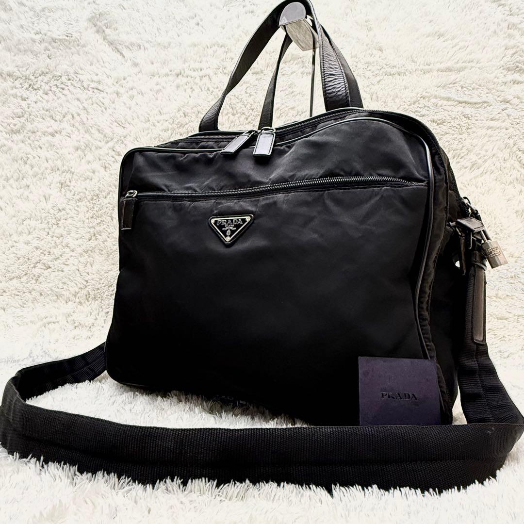 PRADAプラダ2wayバッグ ビジネスバッグ 三角ロゴボストン テスート 黒